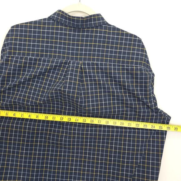 Croft & Barrow Window Pane Plaid Button Down Shirt Easy Care Men XL Blue Yellow - Picture 5 of 12